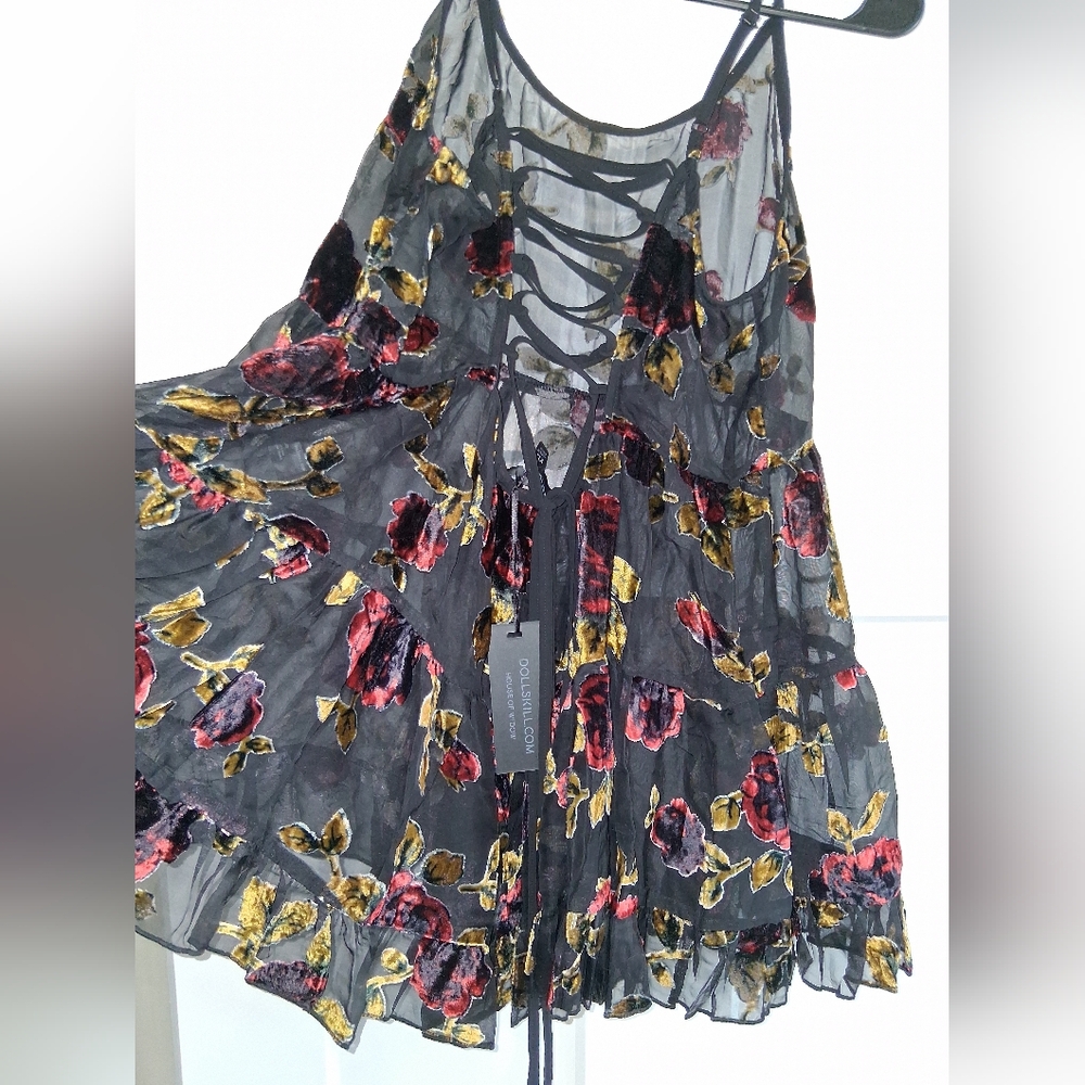Dolls Kill Black Floral Mini Dress - Picture 8 of 12